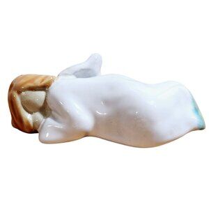 Vintage Porcelain Reclining Angel Figurine Hand Painted Christmas 2003